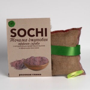 Мочалка джутовая <br> эффект скраба <br> розовая глина